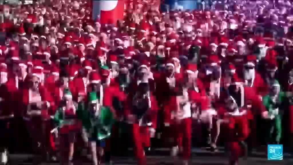 Santa Claus Runners Flood Barcelona for a Festive Race