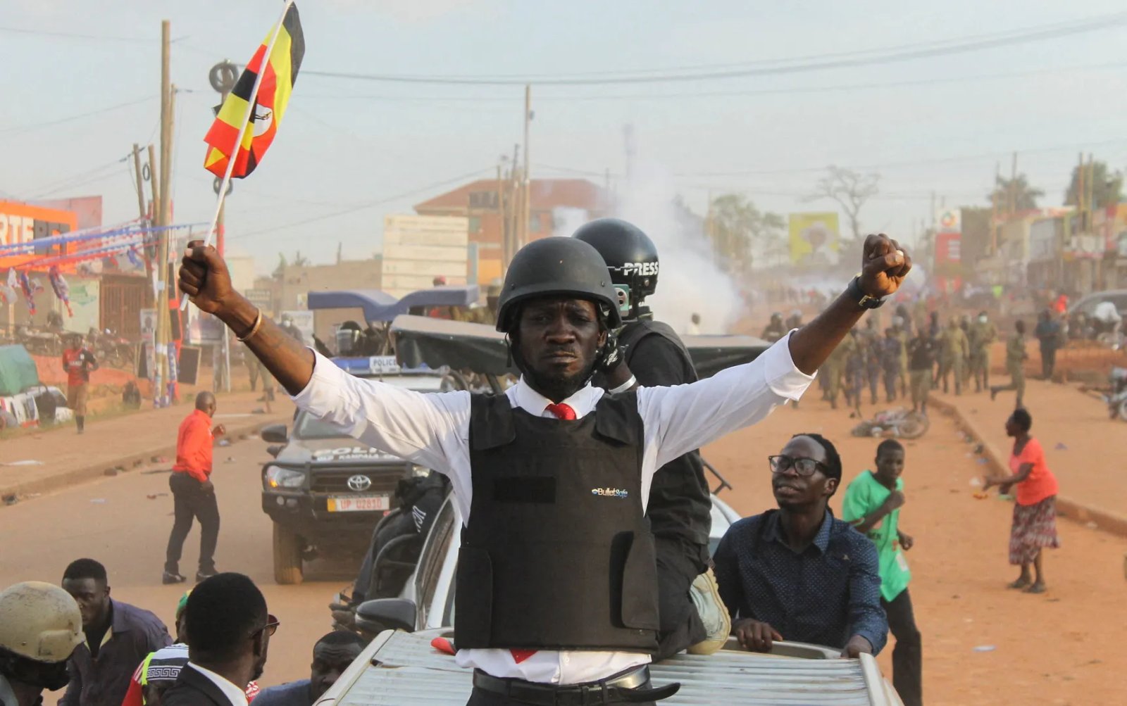 Ugandan Police Use Tear Gas on Crowd During Bobi Wine Campaign Rally