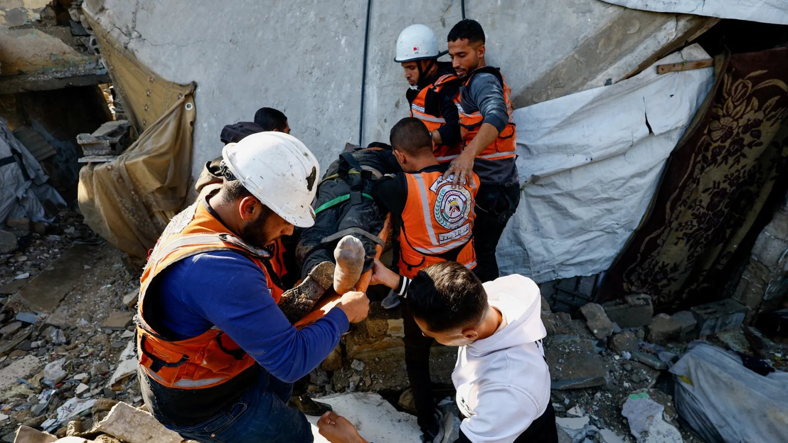 Winter storms lead to the collapse of buildings damaged by war in Gaza.