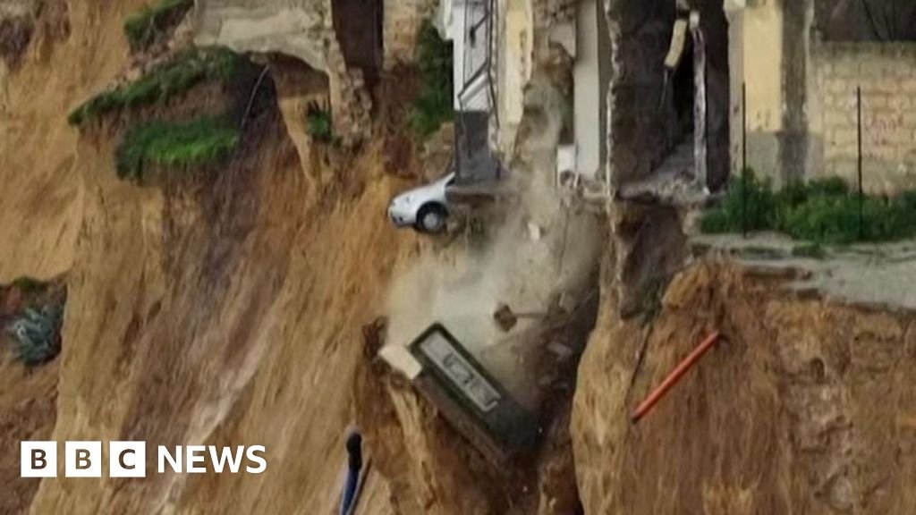 Devastating Landslide in Sicily Captured Following Storm Harry