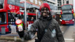 London’s Bus Driver Spreading Joy Every Day with a Bubble Gun
